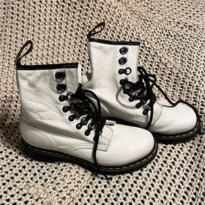 Dr. Martens White and Black Lace-Up Boots
